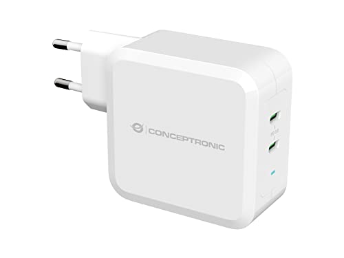 Cargador USB de 2 puertos Conceptronic ALTHEA08W blanco de 12W con suministro de energia tipo C