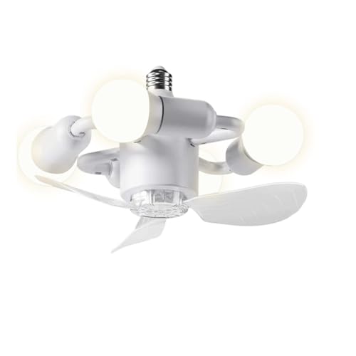 Ventilador de techo con iluminación y control remoto incluido, funcionamiento silencioso | Ventilador de base E27 con control remoto, ventilador de techo - para y sala de estar de estilo rural para