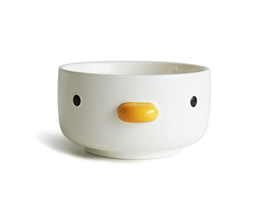PURROOM Funny Cute Chick Small Salad Bowls, Handmade Glaze Duck Safety Ceramics 14oz Soup Bowls, 4.3'' Rice Bowl, Home Family, Friend.