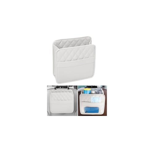 Mandark Car Seat Back Organizer, PU Leather Automotive Backseat Hanging Storage Pocket, Multipurpose Vehicle Travel Essentials Accessories for Kids & Adults, Universal for Most Cars (Gray)