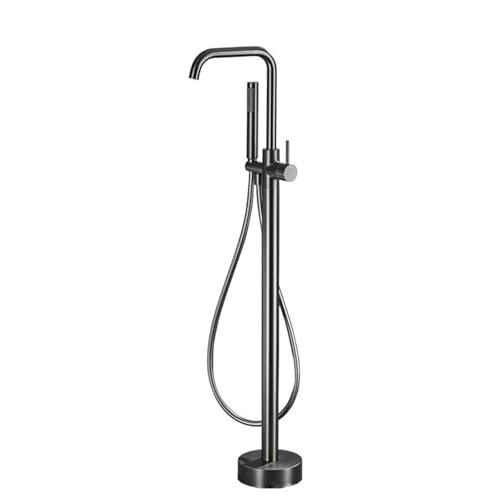 Mélangeur de douche de bain autonome gris rotatif avec colonne de baignoire et pistolet