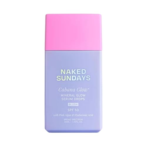 Naked Sundays CabanaGlow SPF 50 Blush Cream Blush Serum Sunscreen with Non-Nano Zinc Hydrating Skincare Actives & Luminous Glow Finish