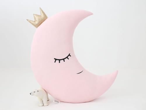 Image of SARO Cute Cloud Moon Star Pillow with Crown, Kids Cushion, Soft Toy, Soft Plush Pillow, cot, Nursery decor, Baby (Pack of 3, 16x16 inch, Velvet) | (Set 3 Moon Cloud Star Multi)