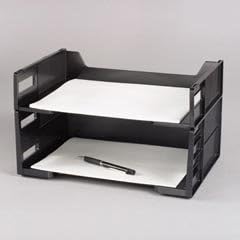 Rubbermaid Basic Side Load Stackable Tray, 3" High, Legal Size, Black (RUB16021)