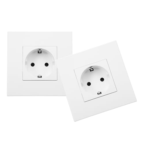 WATIIFUFU Enchufe Europeo Empotrado Tipo 86 de Pared 2 Piezas Punto de Corriente Empotrado para Apartamento y Hogar Instalación Empotrada Estándar Enchufe Eléctrico Doméstico Resistente