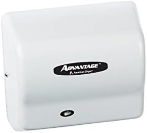 AD90-M Advantage Steel Standard Automatic Hand Dryer, White Epoxy Finish, 1/8 HP Motor, 100-240V, 5-5/8" Length x 10-1/8" Width x 9-3/8" Height