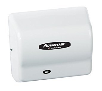 American Dryer AD90-M Advantage Steel Standard Automatic Hand Dryer, White Epoxy Finish, 1/8 HP Motor, 100-240V, 5-5/8" Length x 10-1/8" Width x 9-3/8" Height