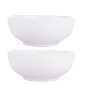 WOPPLXY 2 PCS Large Salad Bowl, 1400ML Porcelain Big White Serving Bowl Cereal Bowl, 8 Inch Ceramic Solid Pho Soup Bowl Serving Dishes Breakfast Bowl