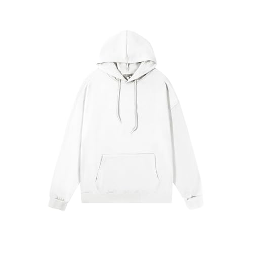 Hoodies for Men Solid Color Basic Sweatshirt with Pockets Long Sleeve Drop Shoulder Hooded Pullover Tops