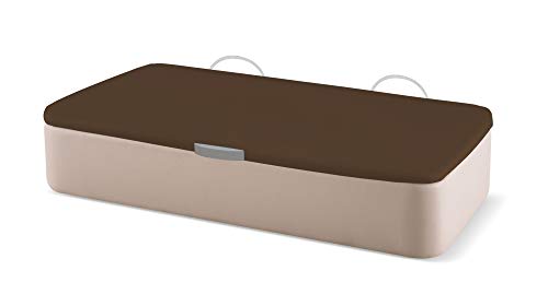 Naturconfort Canapé Abatible Tapizado Apertura Lateral Gran Capacidad Tapa 3D Chocolate Low Cost Beige 80x180cm Envio y Montaje Gratis