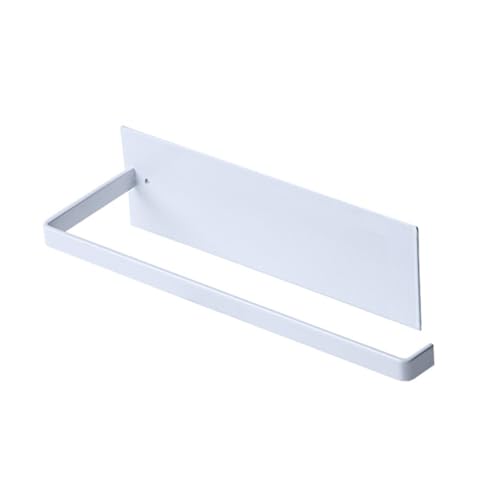 Carbon Steel Paper Towel Holder - Wall Mounted Self Adhesive Roll Rack for Kitchen, Bathroom, Under Cabinet (White)