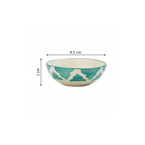 Image of Ceramic Bowl Set For Home Kitchen Use, Ideal For Breakfast Cereal, Smoothie Bowl, Fresh Fruits, Salad, Soup, Pasta and Snacks | Durable And Long-Lasting, Small Soy Sauce Dish (Green, Set of 2)