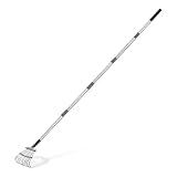 Amazon Basics – Gartenrechen, 97,66cm – 204,50cm Verstellbarer Stahlgriff, Oliv/Schwarz/Silber