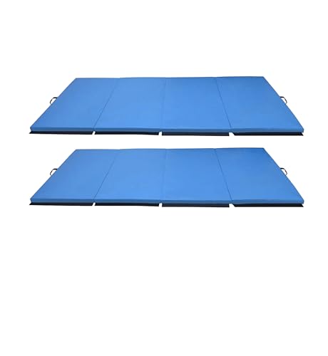 Venbytech for Fitness 120x48in All Purpose Folding Gymnastics Mat, Blue (2 Pack)