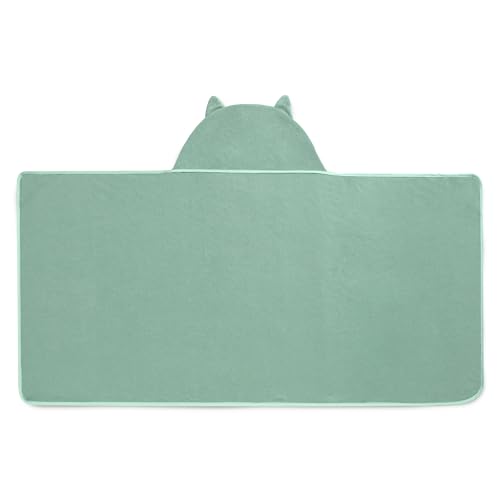 Image of Delta Children Kids Hooded Bath Towel with Pockets - Super Soft and Absorbent- Great Gift for Boys and Girls, Light Teal Owl