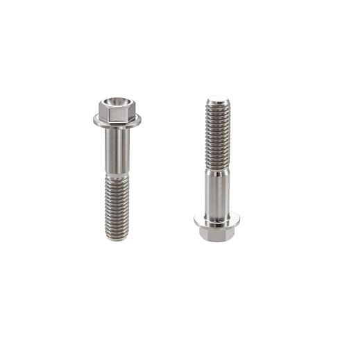 Image of Rison Titanium Bolts Flanged Hex Head Bolt M6x1.0x25mm 6AL4V Aerospace Grade Ti Bolt Original Color Titanium Screw for Motorcycle Car Modification Pack of 5
