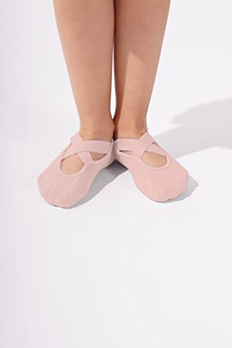 Melankoli Meias para meninas de 6 a 8 anos, meias de pilates, ioga, dança, balé, antiderrapante, gol