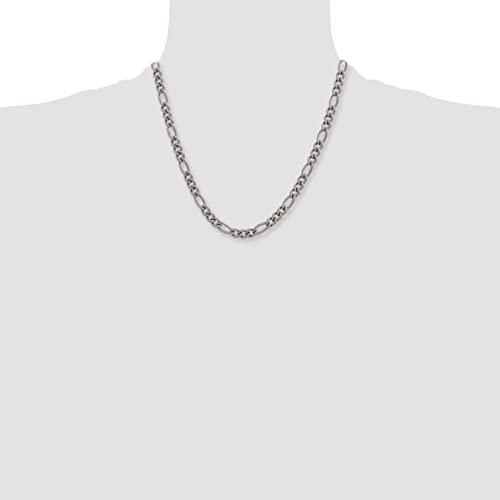 Avariah Chisel Titanium Polished 7mm Figaro Chain - 20\"