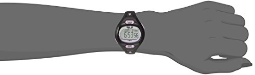 Timex Relógio feminino T5K187 Ironman Calculadora Pulsada Preto/Roxo Pulseira de Resina