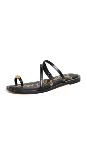 Sam Edelman Women's Harlyn Flat Sandal, Black Leather, 9