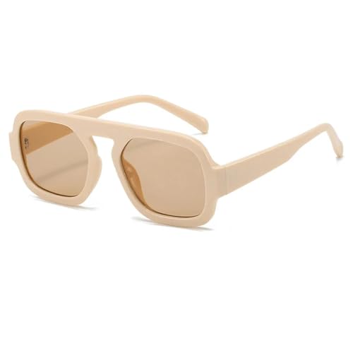 Lunettes de soleil rétro beige pour femme style tendance