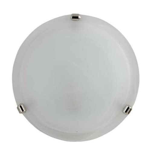 E-ENERGY Duna Lampada Plafoniera da Soffitto in Vetro Moderna Rotonda Attacco E27 1 Luce 30cm Bianca Made in Italy
