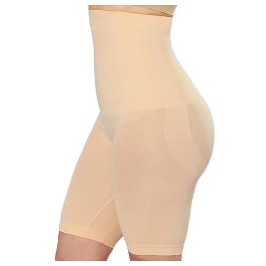 SHAPERMINT High Waisted Body Shaper Shorts - Shapewear for Women Tummy Control Small to Plus-Size Nude Large/Medium