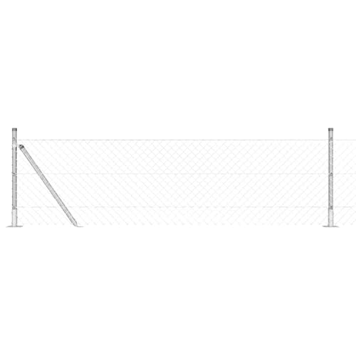 vidaXL Cercado de Cadena con 13 Postes flangados, 0.6 x 25m, de Acero galvanizado. Superficie Lisa y Color Gris. Ideal para Uso Exterior. Barreras de Paneles para jardín, una Buena solución para mar