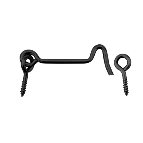 8 Pack 2-Inch Swivel Cabin Hook and Eye Latch – Carbon Steel Door and Window Lock with Mounting Screws, Rust-Resistant for Gate, Closet, Shed, Cabinet (Black)