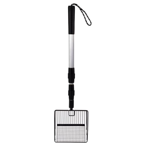 POTRUWE Coletor de caco de frango removível de metal, ferramentas de galinheiro de aço inoxidável elástico, pá de transferência de pá para peneirar com cabo comprido para