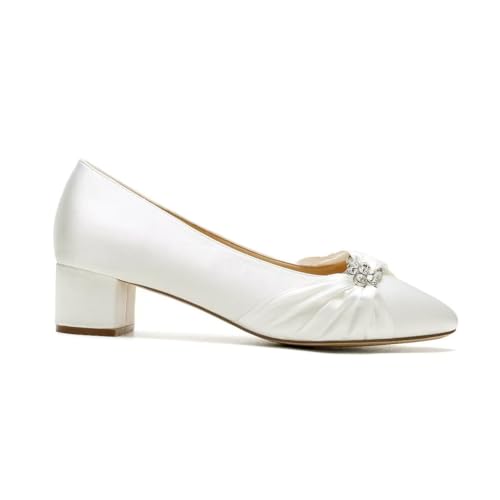 Low Heel Wedding Shoes - Closed Toe Block Heel Bridal Shoes for Women4