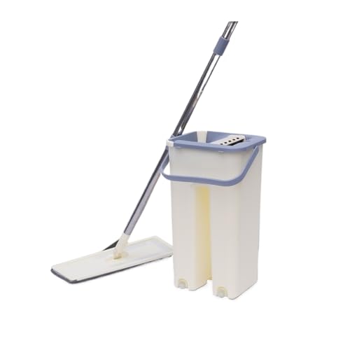 Bodenwischer Set mit Eimer Bodenwischer Set Nass Trocken Wischmopp 360 Mop + 10 Microfaser Pad Reinigungstuch
