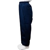 [Happy Beans!] 学生用体操ズボン, 長ズボン,ネイビー, ゴムウエスト, ポケット付き, お名前タグ付き, 軽量生地 (JP, 身長, 130)