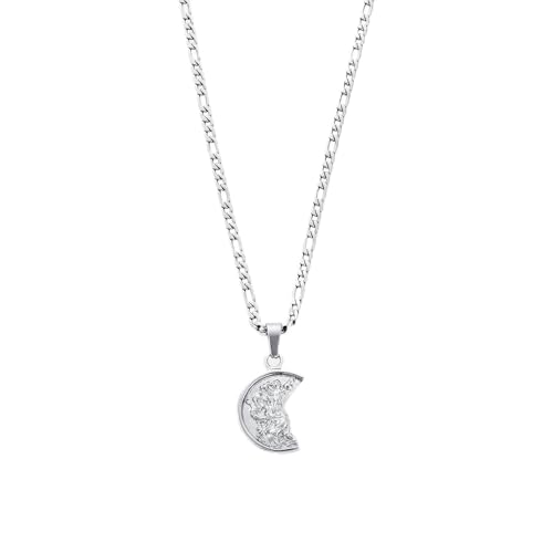 CRAFTD - Silver St. Christopher Pendant Necklace - Durable 316L Stainless Steel & Rhodium - 52cm Silver Chain Link with 20MM x 20MM Pendant - Waterproof Heat & Sweat Resistant - Mens Jewellery