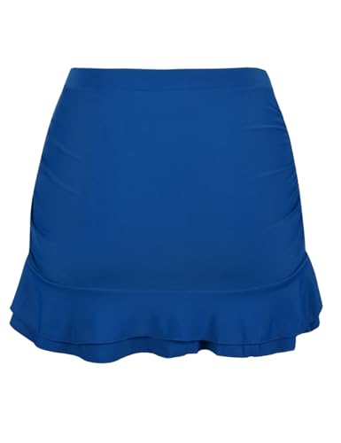 Image of Hilor Women's Skirted Bikini Bottom High Waisted Swim Bottom Shirred Ruffle Swim Skirt