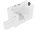 ANZZI Walk In Tub 30 x 60 In Wheelchair Accessible Walk-In Whirlpool and Air Bathtub Left Drain 36 Jets Powered Fast Drain Quick Fill Faucet Heater ADA Compliant Gelcoat White 110V | AMZ3060WCALWD