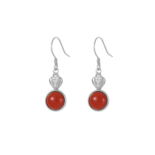 Boucles d'oreilles agate rouge et créoles feuille de haute finition