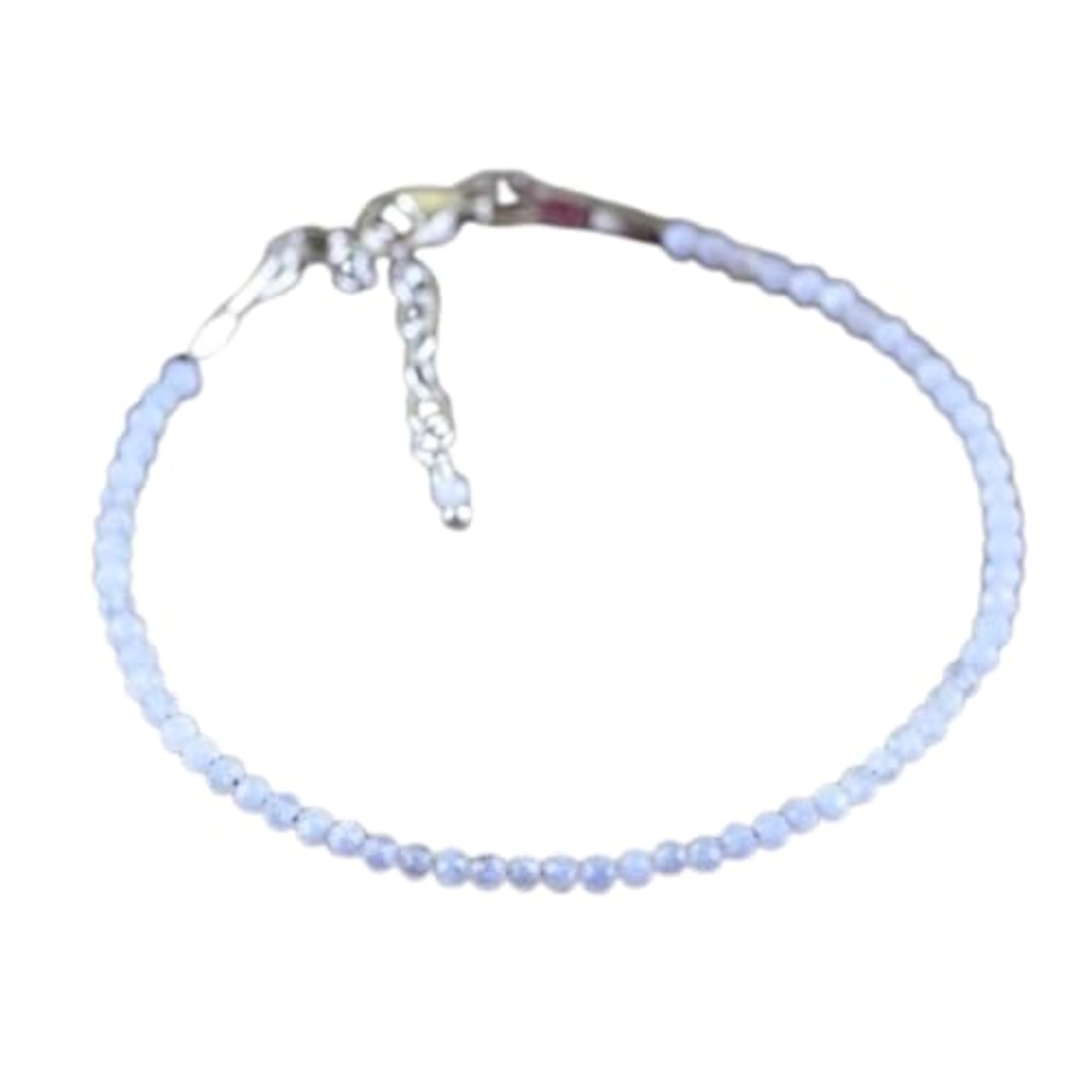 Botswana Agate Round Beaded Bracelet with Silver Plated Clasp, Adjustable