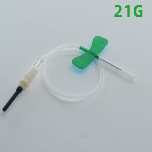 Image of Blood Collection Needles, 21 Guage Butterfly Needles 21G x 3 /4 inch x 7 inch Sterile Individually Wrapped - 50Pcs