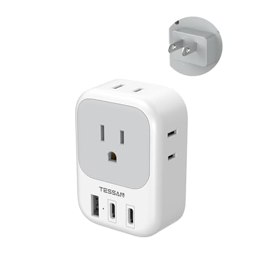 3 Prong to 2 Prong Adapter,TESSAN Electrical 4 Outlet Expander with 3 USB Wall Charger, Multi Plug Extender Splitter, Travel Multiple Power Adaptor for US to Japan, Type A