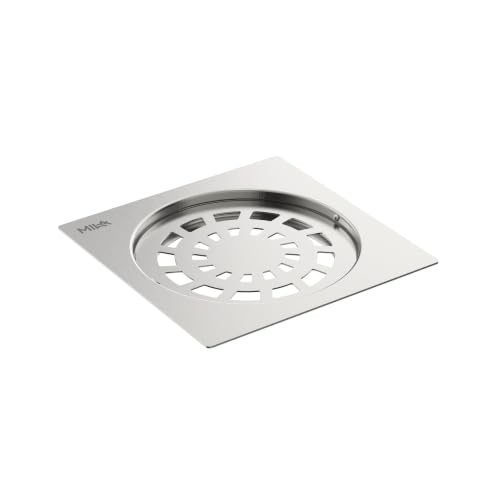 Image of Mila 5x5 Inch Flat Cut Floor Drain | 304 Grade Stainless Steel | Secure Lock | Prevents Accidental Displacement | Fast Water Drainage | Rust Resistant | Matte Finish | 1.5 Yr Warranty