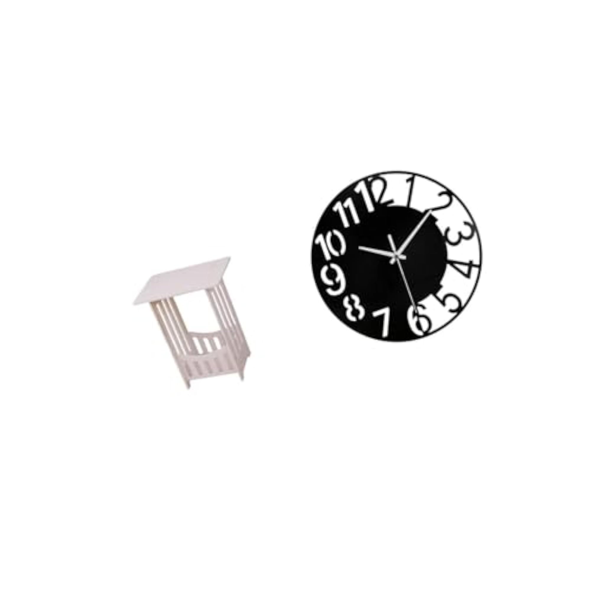 Practical Bedside Table with Acrylic Decorative Silent Wall Clock