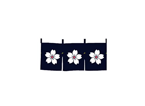 UXOWOXU Noren (Japans Gordijn) Sakura Patroon Deuropening Kort Gordijn voor Japanse Sushi Bar Decoratie 40 × 90 cm, Blauw
