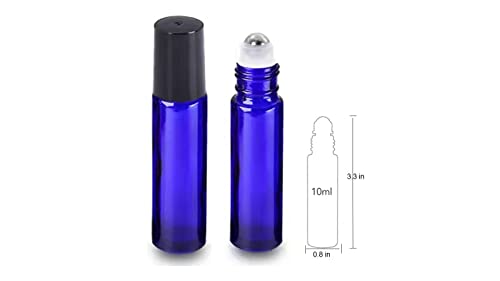 Essential Oil Roller Bottles, Empty Refillable Roll on Glass Bottles, Leak proof Glass Bottle, Stainless Steel Balls for Essential Oil (Amber, Blue)2