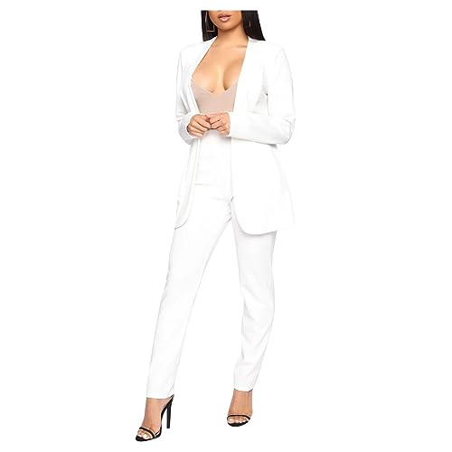 Conjunto de Blusa de Manga Longa e Calça Blazer Feminina em 2 Peças