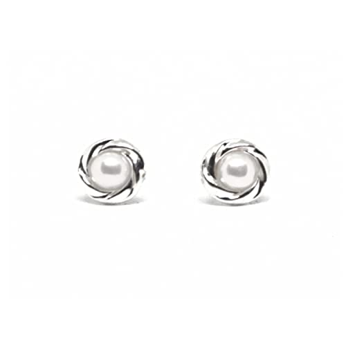 Argent sterling 925 boucles d'oreilles perles blanches authentiques Anderson and Webb