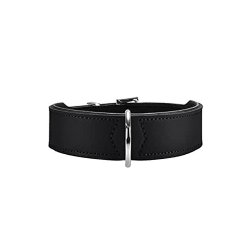 HUNTER Hundehalsband BASIC, Farbe: schwarz, Pflegeleichtes Spaltleder, Raffinierte Nahtführung, Dezentes Design, Größe: 60