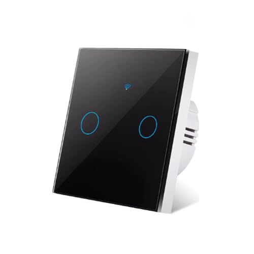 WiFi Smart Light Switch, Touch Control, Glass Panel, Works with Alexa and Google Home, Voice Control,2 Gang,Black