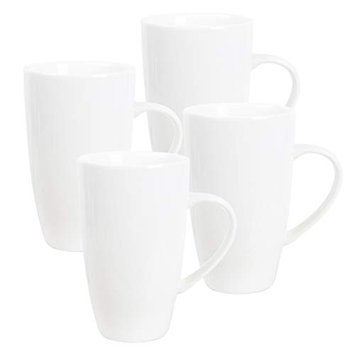 fanquare Juego de Tazas de Café Blancas, Juego de 4, Taza Grande de Porcelana para Capuchino, Café, Té, Cacao, 600ml Cover