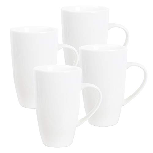 fanquare Set di Tazze da caffè Bianco, Set di 4, Grande Tazza in Porcellana per Cappuccino, caffè, tè, Cacao, 600ml